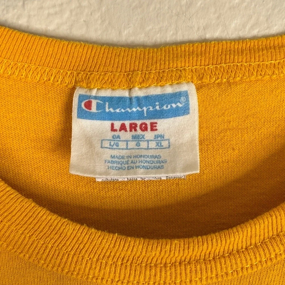 Vintage Champion short sleeve T-shirt men’s large yellow - Picture 3 of 5